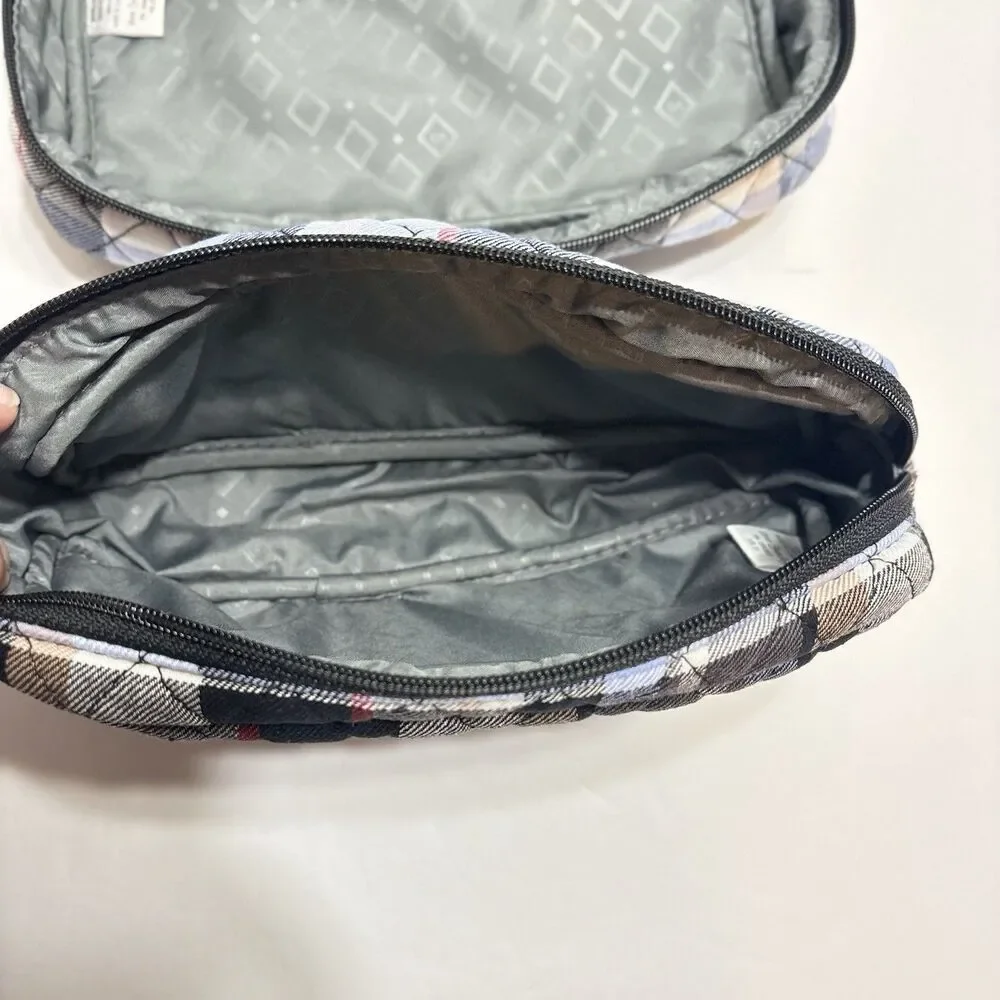 Vera Bradley Perfectly Plaid Cosmetic Bag And Brush/Pencil Bag